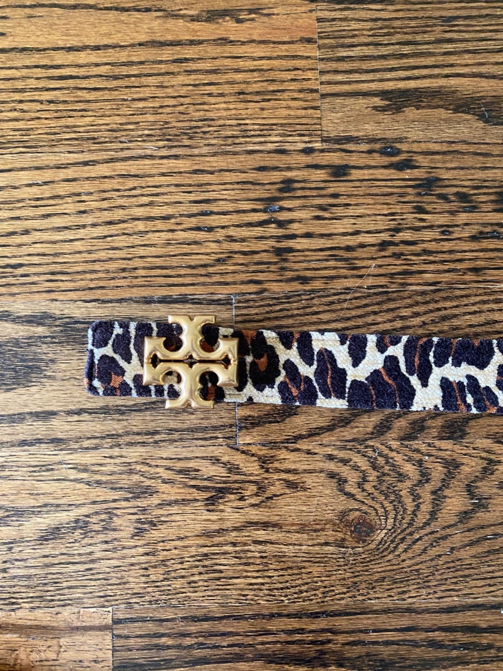 Tory Burch 1.5" Eleanor Leopard Belt, Size M